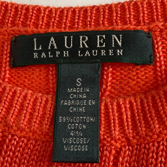 Lauren Ralph Lauren Orange Cable Knit Sweater - Picture 2 of 5